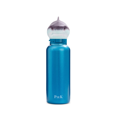 PIEK Shark Water Bottle, 650ml, Aqua Blue, Front View