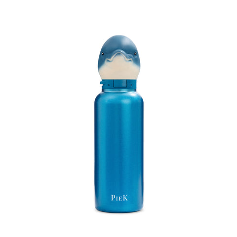 PIEK Dolphin Water Bottle, 650ml, Aqua Blue, Front View