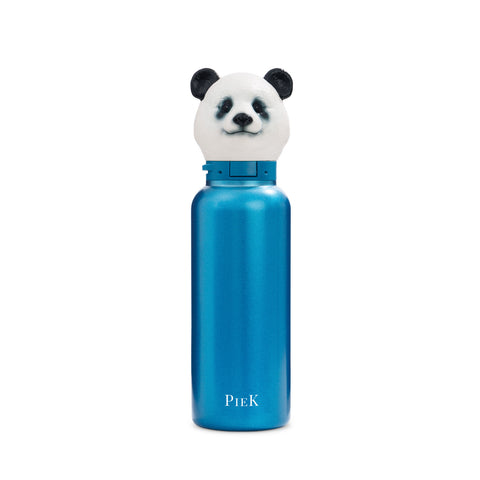 PIEK Panda Water Bottle, 650ml, Aqua Blue, Front View