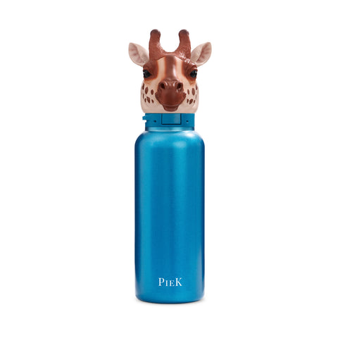 PIEK Giraffe Water Bottle, 650ml, Aqua Blue, Front View