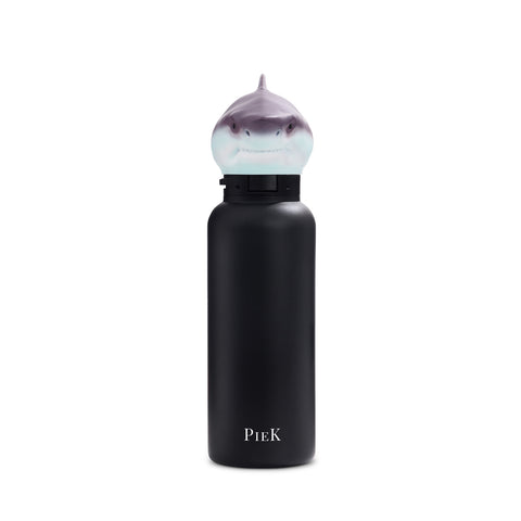 PIEK Shark Water Bottle, 650ml, Midnight Black, Front View