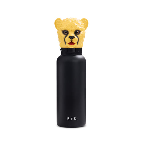 PIEK Cheetah Water Bottle, 650ml, Midnight Black, Front View