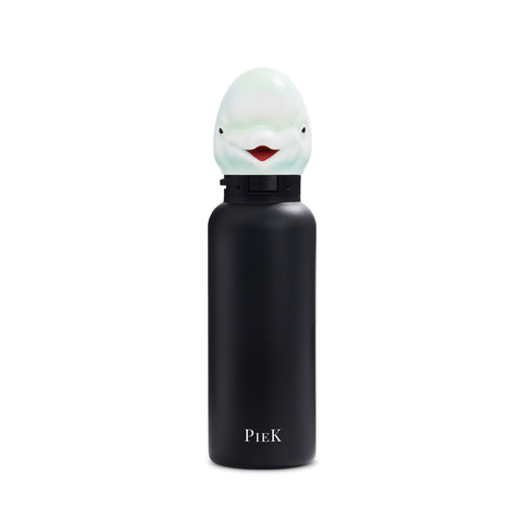 PIEK Beluga Whale Water Bottle, 650ml, Midnight Black, Front View