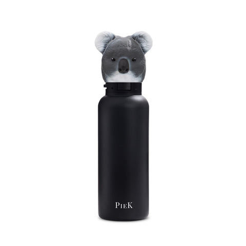 PIEK Koala Water Bottle, 650ml, Midnight Black, Front View