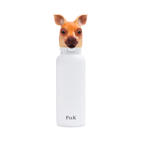 PIEK Kangaroo Water Bottle, 650ml, Pearl White, Front View