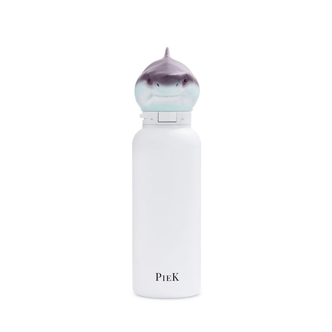 PIEK Shark Water Bottle, 650ml, Pearl White, Front View