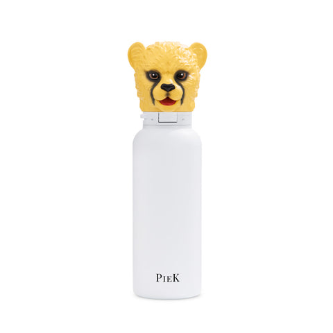 PIEK Cheetah Water Bottle, 650ml, Pearl White, Front View