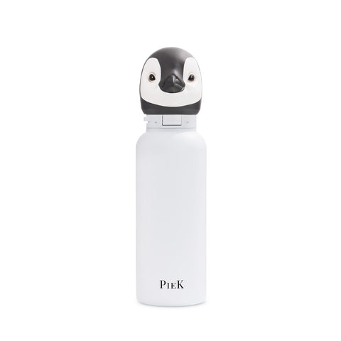 PIEK Penguin Water Bottle, 650ml, Pearl White, Front View