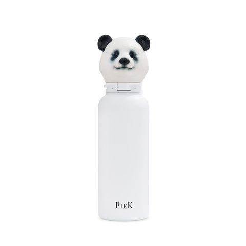 PIEK Panda Water Bottle, 650ml, Pearl White, Front View