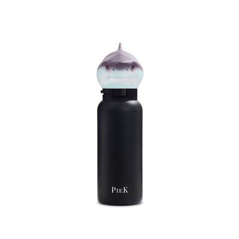 PIEK Shark Water Bottle, 450ml, Midnight Black, Front View