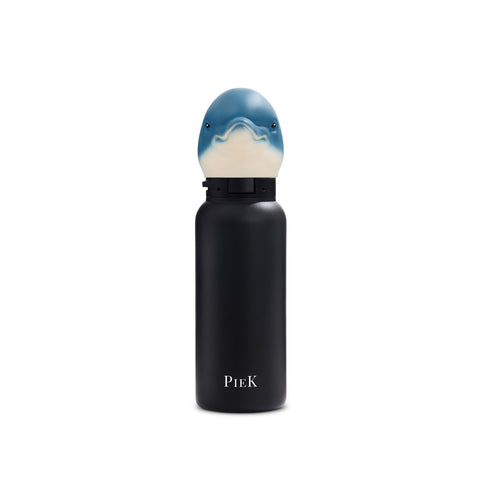 PIEK Dolphin Water Bottle, 450ml, Midnight Black, Front View