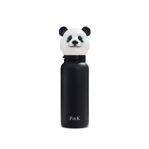 PIEK Panda Water Bottle, 450ml, Midnight Black, Front View