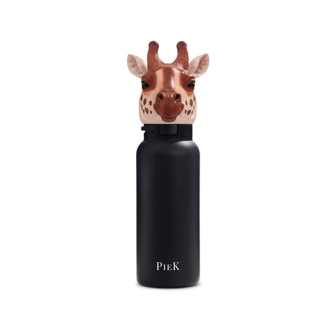 PIEK Giraffe Water Bottle, 450ml, Midnight Black, Front View