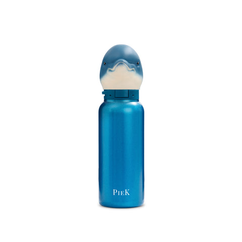 PIEK Dolphin Water Bottle, 450ml, Aqua Blue, Front View