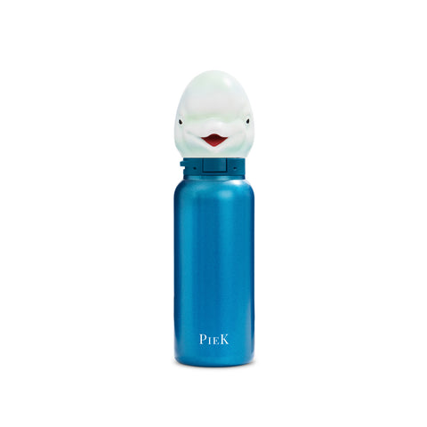 PIEK Beluga Whale Water Bottle, 450ml, Aqua Blue, Front View