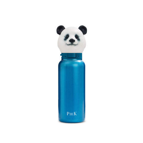 PIEK Panda Water Bottle, 450ml, Aqua Blue, Front View