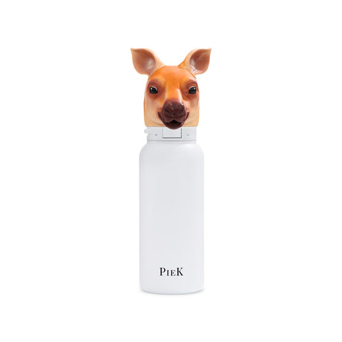 PIEK Kangaroo Water Bottle, 450ml, Pearl White, Front View