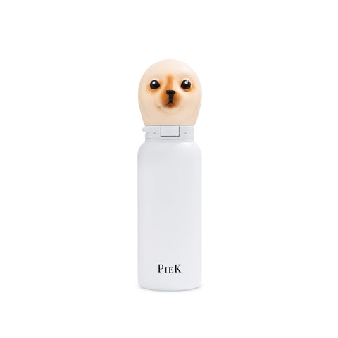 PIEK Seal Water Bottle, 450ml, Pearl White, Front View