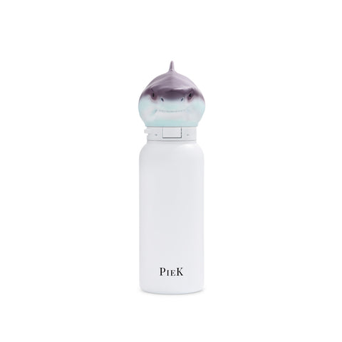 PIEK Shark Water Bottle, 450ml, Pearl White, Front View