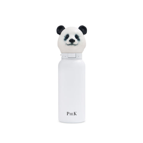 PIEK Panda Water Bottle, 450ml, Pearl White, Front View