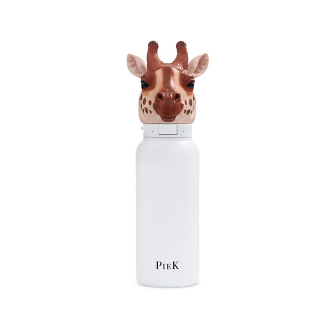 PIEK Giraffe Water Bottle, 450ml, Pearl White, Front View