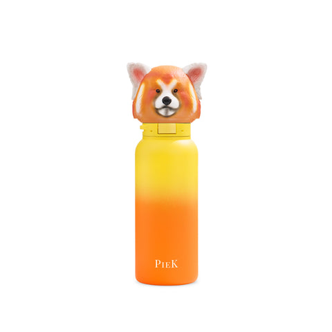 PIEK Red Panda Water Bottle, 450ml, Sunset Gradient, Front View